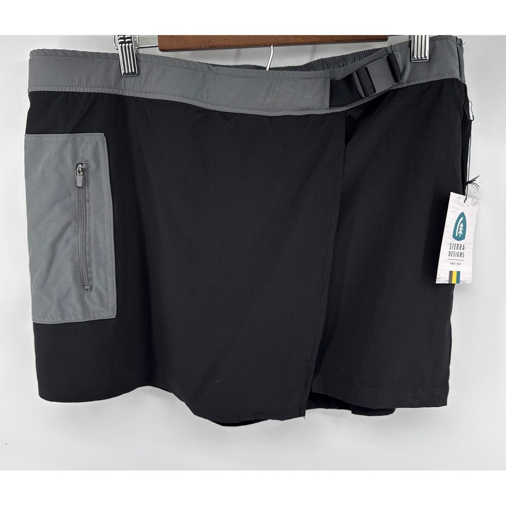 Sierra Designs Womens XL Black Grey Active Hiking Skort Built-in Shorts NWT